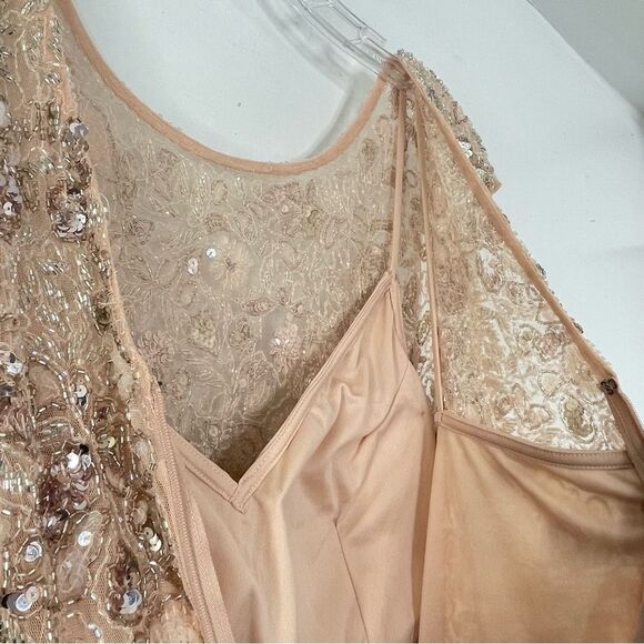 Mac Duggal 5500 Size 14 Floral Embellished Bateau Neck Formal Gown, Nude Silver - Picture 13 of 15